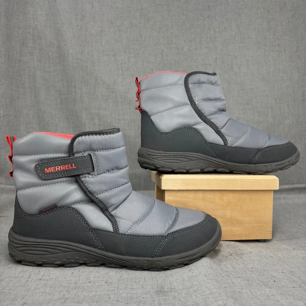 Merrell Polar Puff Snow Boots Grey Peach Quilted Puffer Winter Boots Women's 7